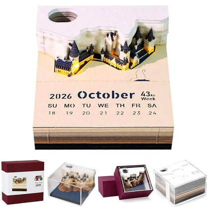 2026 Treehouse 3D Desktop Calendar Sticky Notes Creative Crafts Souvenirs Paper Carvings Memo Pad New Year Gifts Office Ornament
