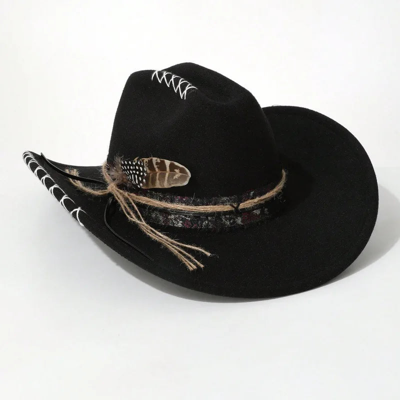 Handmade Fedora Hat suede Men's and Women's Hat feather vintage Fashion Jazz hat Top hats flat Panama sombrero mujer British hat