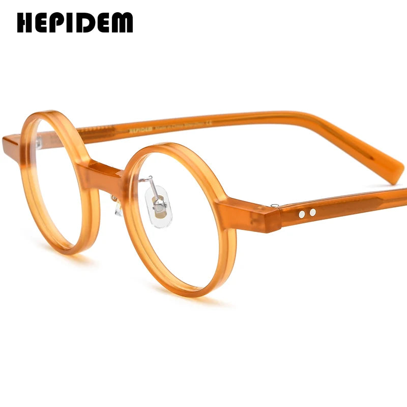 FONEX HEPIDEM Acetate Eyeglasses Frame Men 2025 New Small Round Brand Design Glasses Women Retro Vintage Eyewear Spectacles 9341