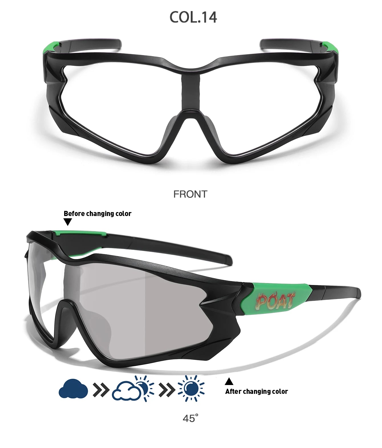 POAT Brand Photochromic Eyewear for Men Women MTB Bike Bicycle Cycling Fishing Running Glasses New Style Sunglasses Sports