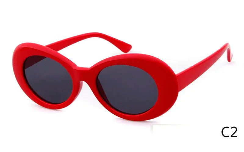 WHO CUTIE 2024 Goggles Oval Sunglasses Men Women Brand Designer 90S Colorful Retro Round Frame Kurt Cobain Shades Sun Glasses UV