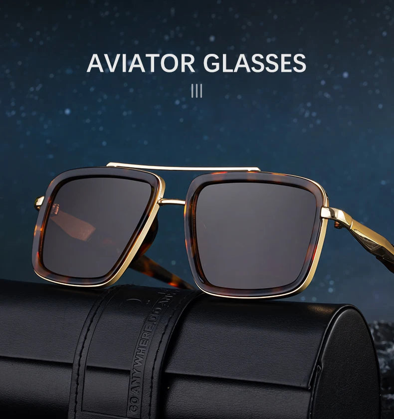 Vintage Oversized Square Polarized Sunglasses Men 2026 Luxury Steampunk Metal Frame Double Beam Driving Eyewear UV400 Shades