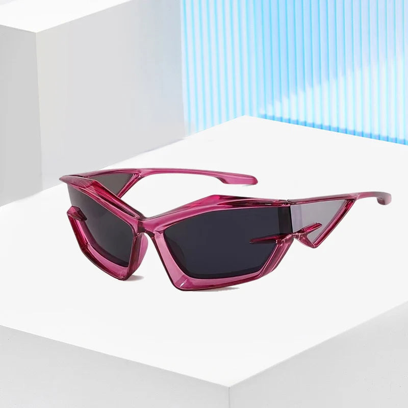 2026 New Y2K Sunglasses Women Men Green Frame Smoke Lens Geometric Cat Eye Sun Glasses UV400 Fashion Streetwear Party Festival