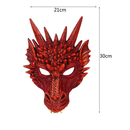 Halloween Horror Dragon Mask Mardi Gras Carnival Party PU Foam 3D Dragon Mask Masquerade Cosplay Props Clothing Accessories