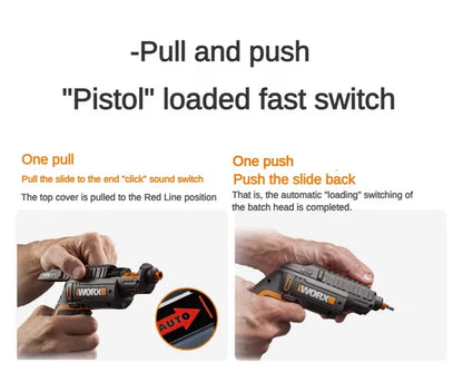 Worx WX255.4 4V Mini Electrical Screwdriver Set Smart Gun Style Cordless Electric Screw Driver USB Rechargeable Bit Drill Tool