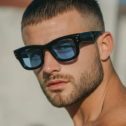 JNPCXI New Square Rivets Women Gradient Sunglasses Shades UV400 Fashion Black Tea Men Trending Sun Glasses