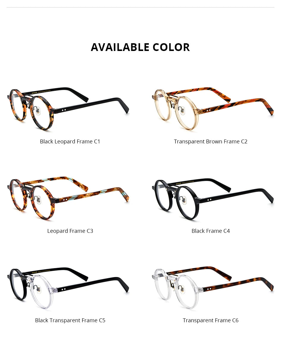 FONEX HEPIDEM Acetate Eyeglasses Frame Men 2025 New Small Round Brand Design Glasses Women Retro Vintage Eyewear Spectacles 9341