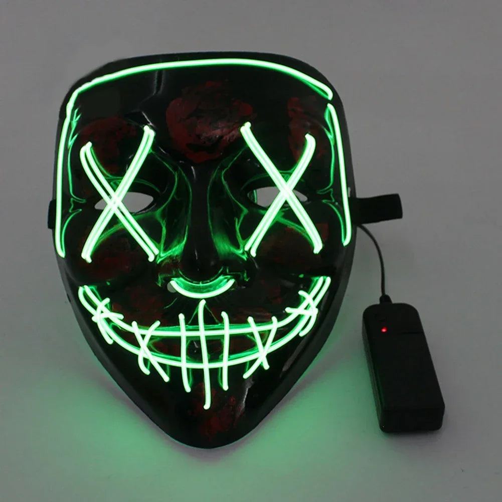 Wireless Scary Glowing Mask LED Luminous Purge Mask Halloween Horror Neon Light Up Cosplay Party Mask Fstival Costume Supplies