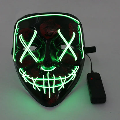 Wireless Scary Glowing Mask LED Luminous Purge Mask Halloween Horror Neon Light Up Cosplay Party Mask Fstival Costume Supplies