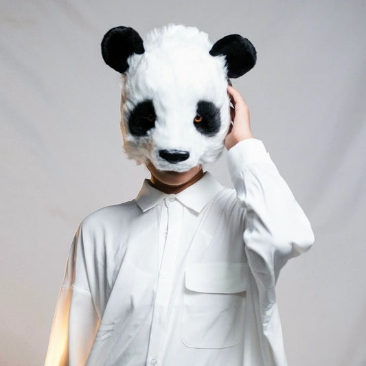 Halloween Cosplay Panda Mask Plush Animal Mask Half Face Role Play Prom Mask Men Women Rave Cosplay Costume Prop Masque