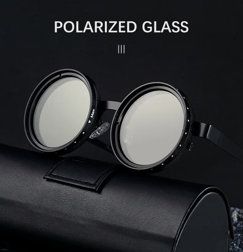 ND2-400 9 Level Adjustable Dimming Polarized Sunglasses Men Women Fishing Punk Round Glasses Driving Eyeglasses ND Filter