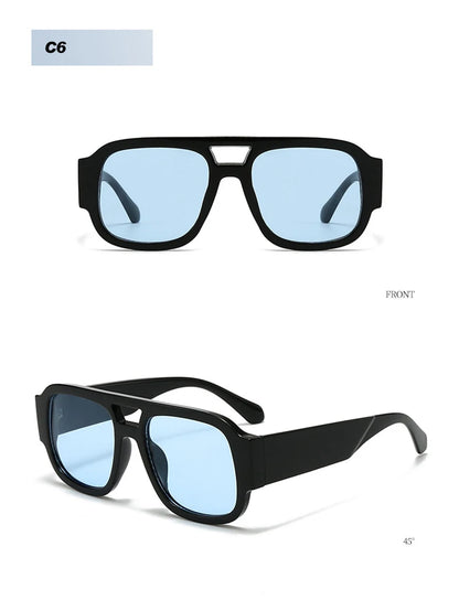 SHAUNA Fashion Double Bridges Square Women Sunglasses Retro Candy Color Leopard Men Sun Glasses Shades UV400