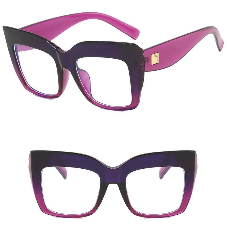 Square Anti Blue Light Reading Glasses Optical Lenses Prescription Glasses Frame Women Large Frame Cat Eye Presbyopic Glasses