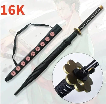 Anime Zoro Katana Umbrella Sword Long Hand Black Parasol Roronoa Zoro Knife Real Size Japanese Katana Sabre Umbrella Raincoa