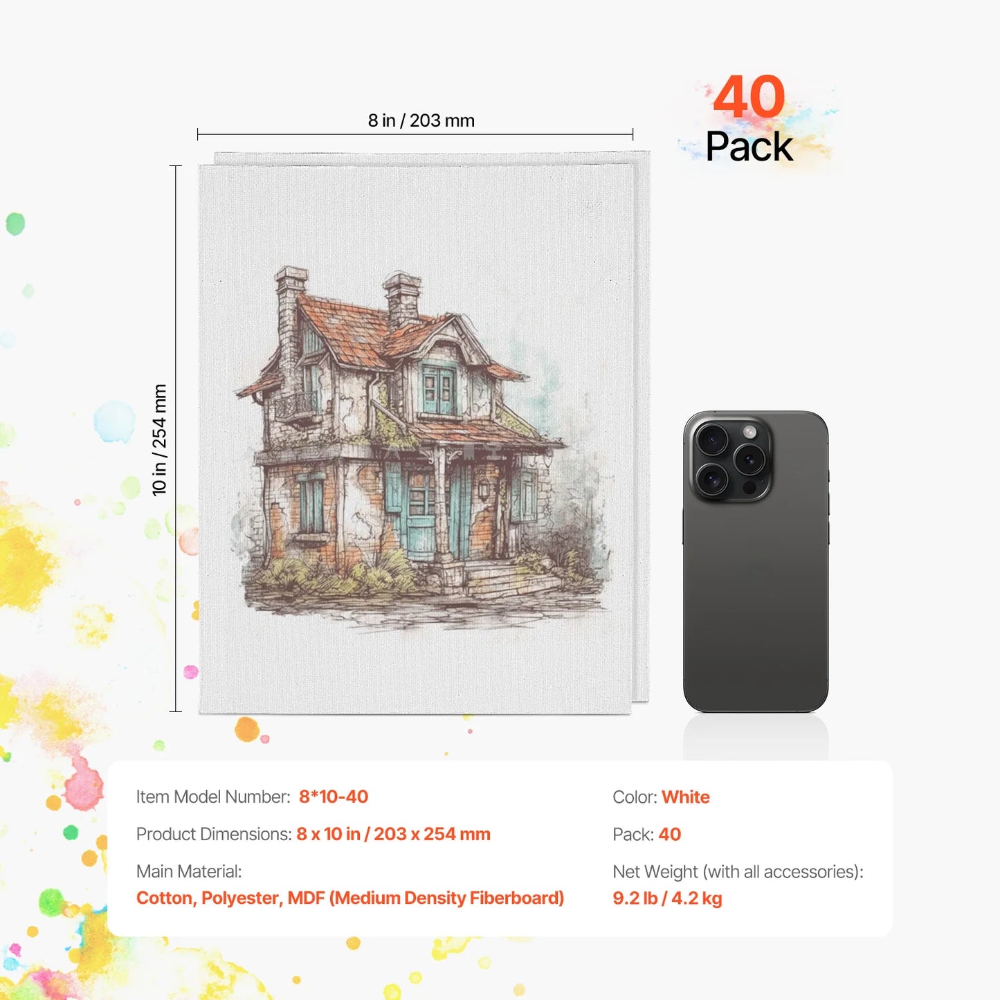 SucceBuy Canvas Boards Painting White Canvases Painting Canvas Panels Sketching Acrylic Oil Painting Watercolor Paint Canvas