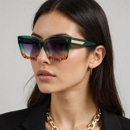 2025 New in Vintage Sunglasses for Women Fashion Square Frame Gradient Sunglasses with Golden Arrows for Women