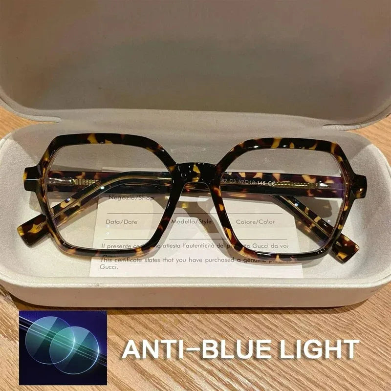 EYORA Fashion Polygon Prescription Reading Glasses Women Myopia Eyewear Hyperopia Anti Blue Light Progressive Optical Eyeglasses