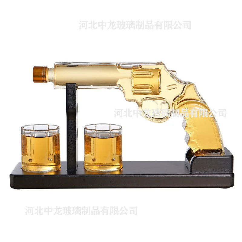 Creative Pistol-Shaped Glass Decanter Gun-Shaped Whiskey Set High Borosilicate Glass Sparkling Bottle