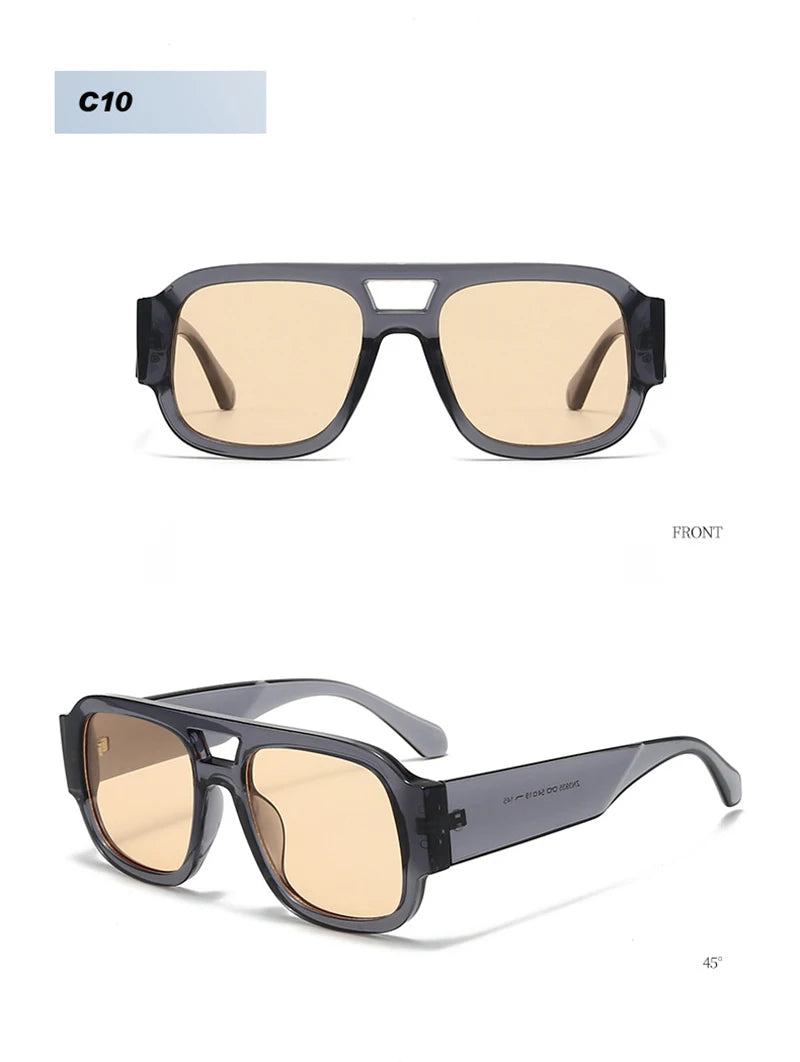 SHAUNA Fashion Double Bridges Square Women Sunglasses Retro Candy Color Leopard Men Sun Glasses Shades UV400