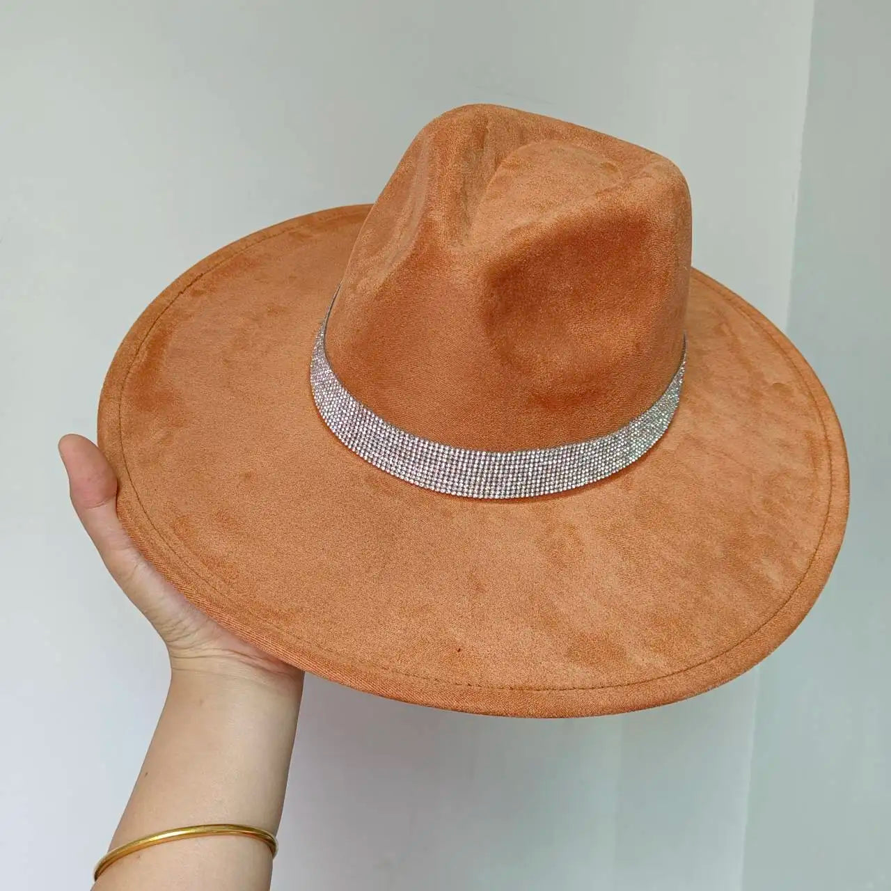 Women's suede 10cm wide Brim Fedora hat Men's autumn and winter felt jazz hat Classic suede Fedora Sombrero