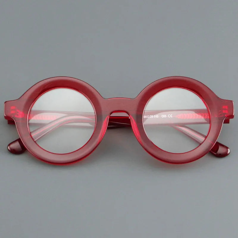 Vintage Round Glasses Frame Luxury New Fashion Trend Solid Thick Acetate Frame High-end Fake Glasses Women Men Original Quality
