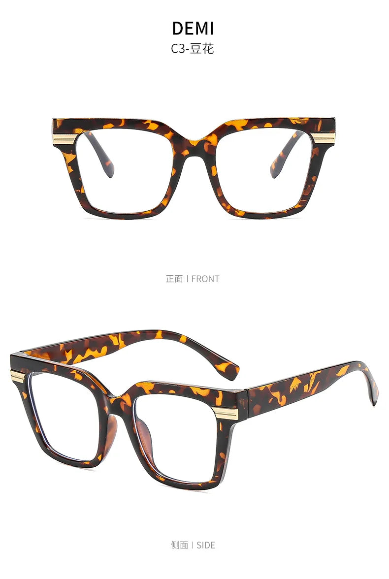 Oversized Square Reading Glasses Women Men Blue Light Protection Prescription Eyeglass Thick Frame Transparent Computer Eyewear