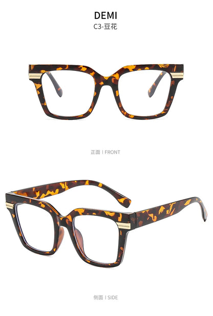 Oversized Square Reading Glasses Women Men Blue Light Protection Prescription Eyeglass Thick Frame Transparent Computer Eyewear