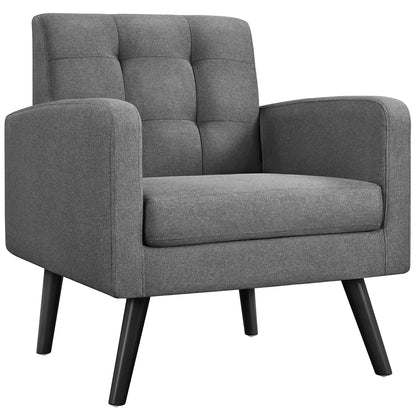 Modern Living Room Chair, Mid-Century Armchair Button Tufted Back and Wood Legs, Vintage Lounge Chair for, Customized