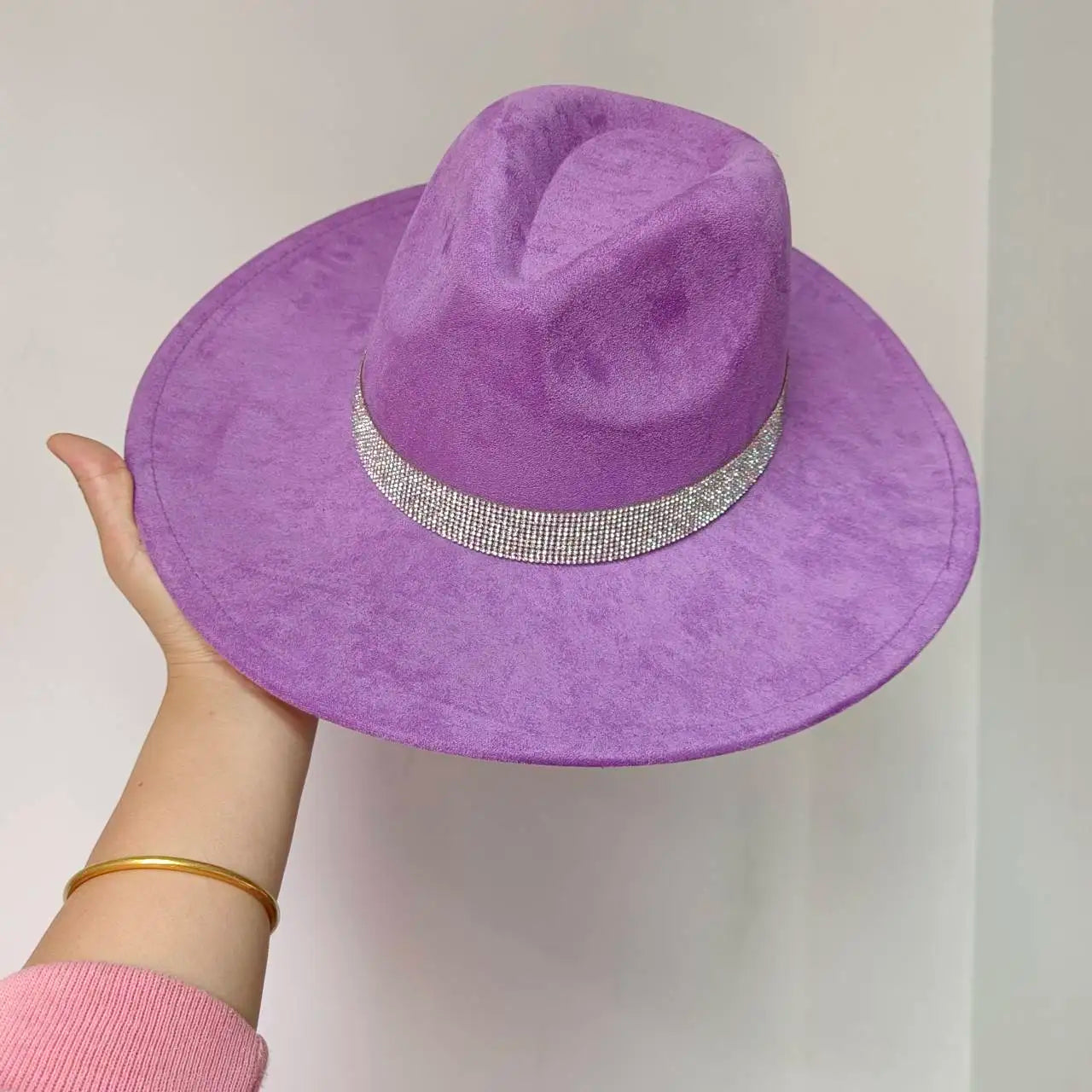 Women's suede 10cm wide Brim Fedora hat Men's autumn and winter felt jazz hat Classic suede Fedora Sombrero