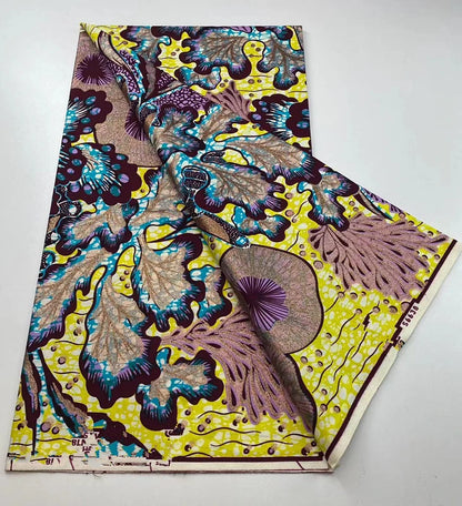 New Ankara Glitter Golden Wax Soft Flash Gold Print Batik High Quality Pagne Purple Women Tissus African Grand Golden Wax Fabric