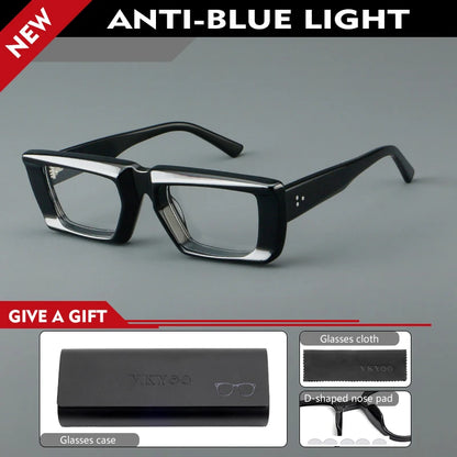 VICKY Personalized Fashion Retro Geometric Square Design Men Women Anti-blue Light Glasses Customizable Prescription 23046