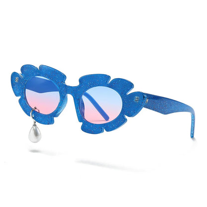 Pearl Diamond  DIY Tear Sunglasses for Women Small Frame Cat Eye Fashion Forward Mermaid Tear Aviator Eyewear