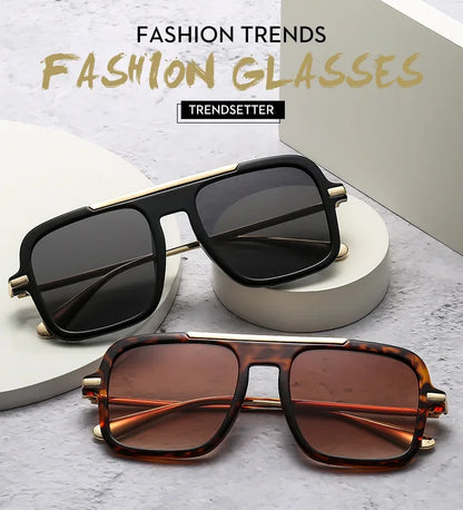 QVQV Brand Design Square Oversized Sunglasses for Women Men Fashion Popular Leopard Champagne Shades UV400 Sun Glasses Trendy