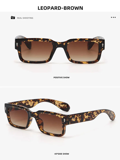 Simple Versatile Sunglasses Men Women Small Square Rivet Outdoor Driving Ultraviolet Protection Casual Sun Glasses