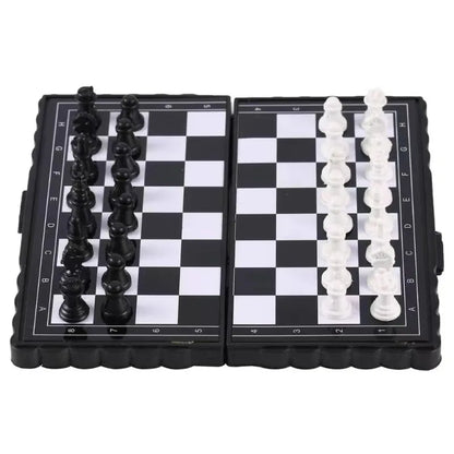 Mini Magnetic Chess Set for Kids - Portable Folding Plastic Chessboard Outdoor Friendly Travel Board Game