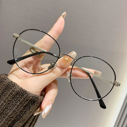 1-piece ladies' glasses, classic thin round frames, simple and fashionable, suitable for daily wear