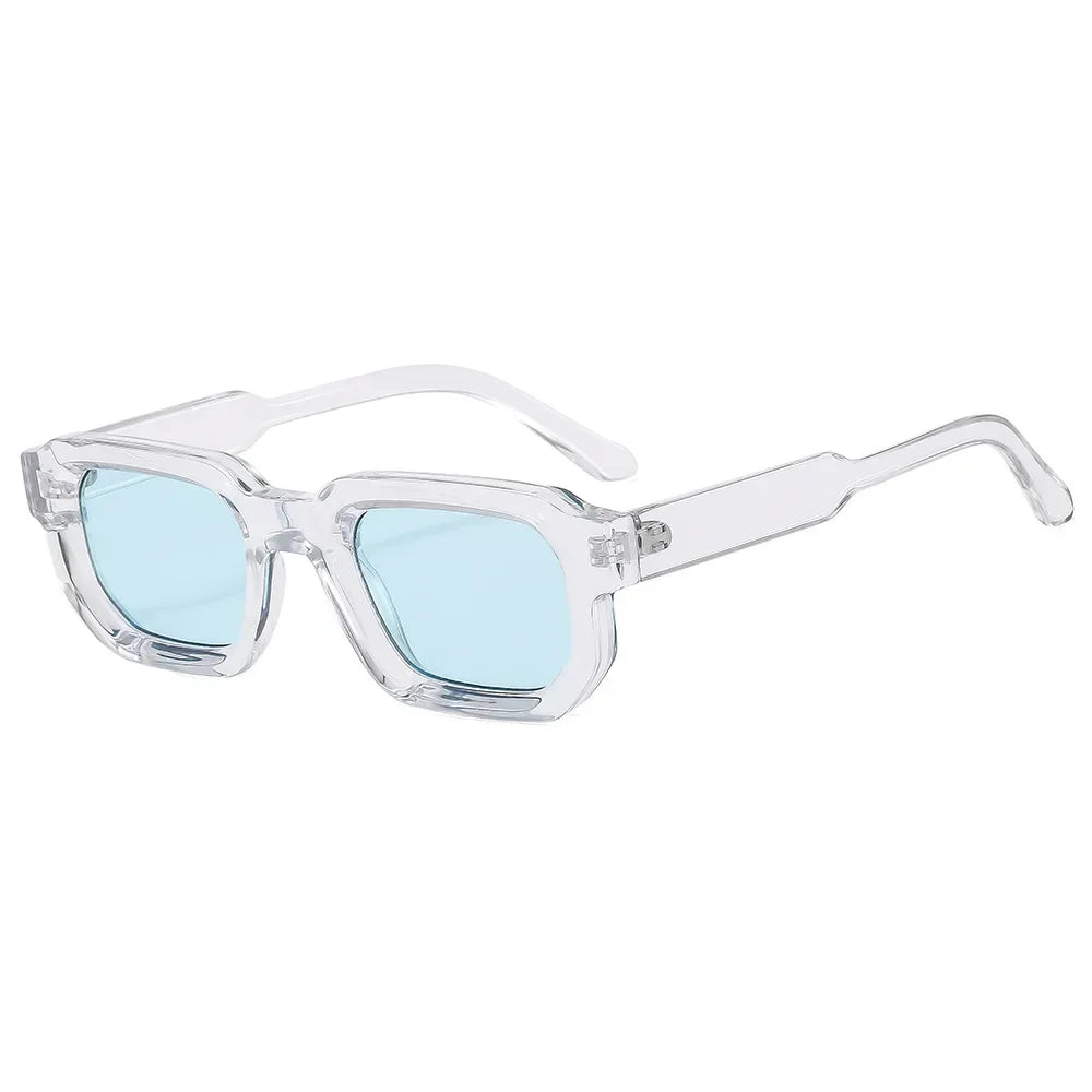 JNPCXI Fashion Blue Square Sunglasses For Women Men Retro Luxury Designer Clear Lens Sun Glasses Shades UV400 Eyeglasses