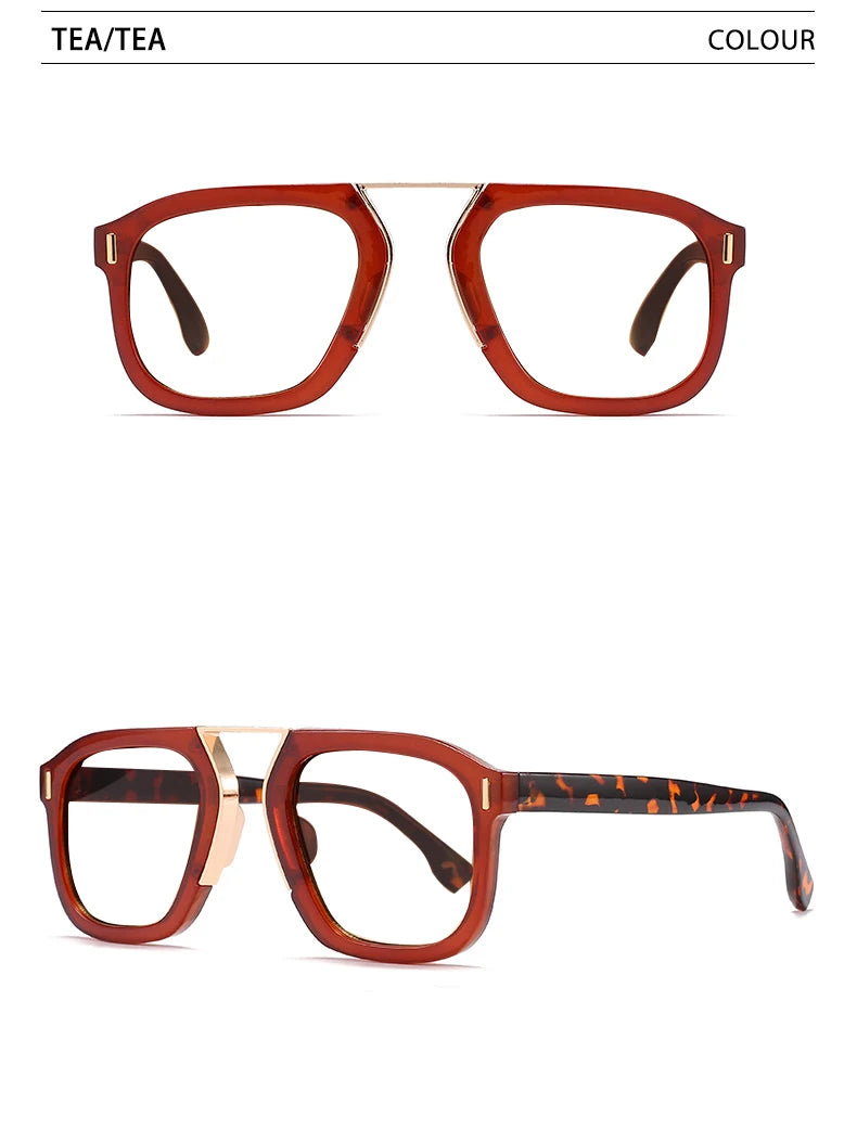Rivets Black Leopard Fashion Reading Glasses Oversized Square Glasses Frame Anti Blue Light Far Sight Presbyopia Eyewear