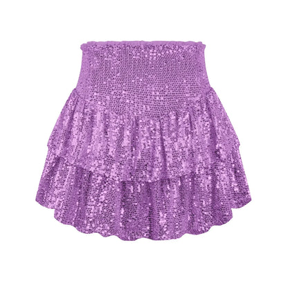 2024 African Party Evening Clothes for Women Spring Summer Sexy High Waist Sequin Mini Pleated Skirts Dashiki Africa Clothing