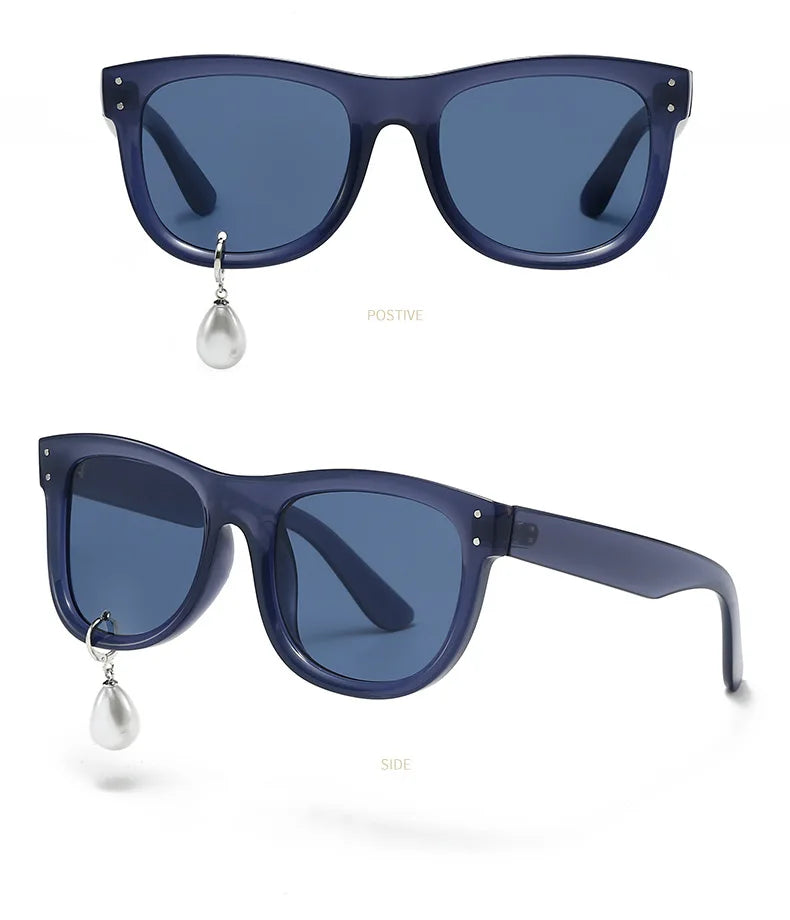 Pearl Diamond  DIY Tear Sunglasses for Women Small Frame Cat Eye Fashion Forward Mermaid Tear Aviator Eyewear