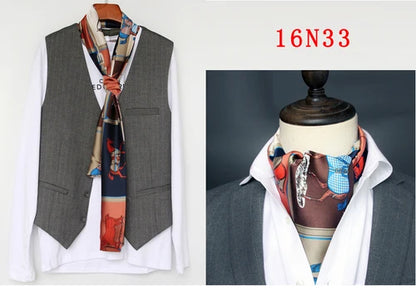 Business Scarf Hangzhou Silk Men's Scarf Long Scarf Double-Sided Trendy British European American Style Autumn Winter
