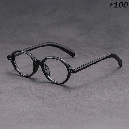 +1.50 Reading Glasses Men Women Vintage Round Black Frame Dark Gray Lens Retro Style Lightweight Presbyopia Eyewear for Daily