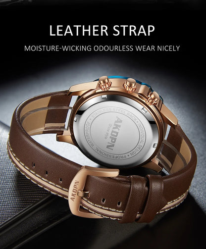 Luxury Electronic Quartz Watch For Men Business Watches Male Creative Men WristWatch Unique Rotate Date Leather Strap Watches