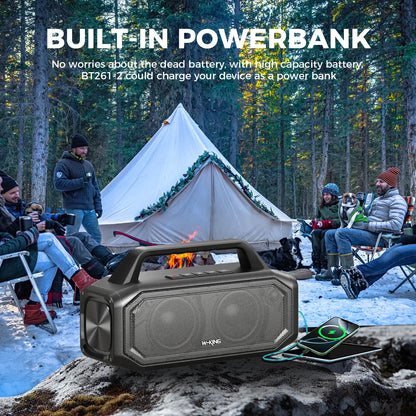 W-KING 80W Speakers Bluetooth Wireless, Portable Outdoor Speakers Loud with Bass Boost, Stereo Pairing, Reverse Charging, IPX6 W