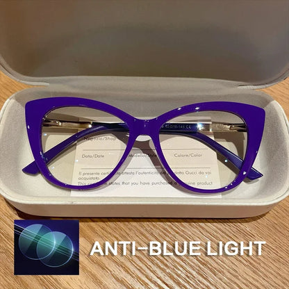 EYORA Fashionable Full Rim Cat Eye Reading Glasses Women Anti Blue Ray or Photochromic Progressive Prescription Optical Eyewear