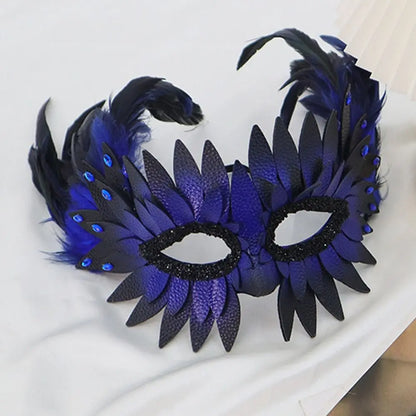 New PU Leather Bird-beak Mask Black Exquisite Owl Feather Mask Half-face Halloween Mask Carnival