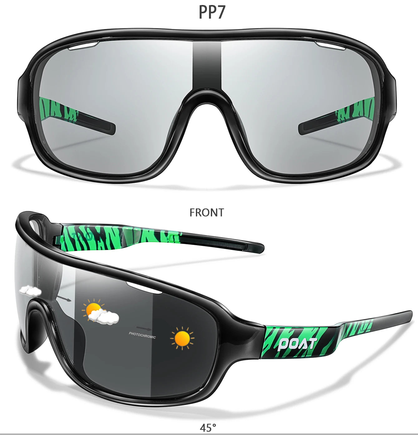POAT BRAND Cycling Photochromic Eyewear Outdoor Sports Cycling Fishing Road Bike Hiking Sunglasses Men Women windproof Glasses