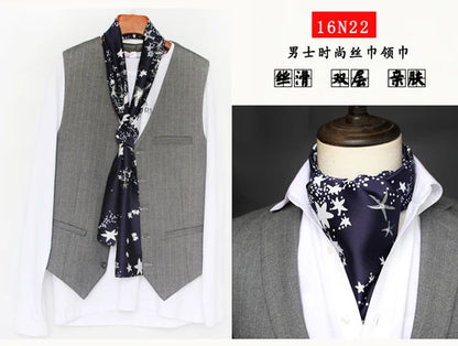 Business Scarf Hangzhou Silk Men's Scarf Long Scarf Double-Sided Trendy British European American Style Autumn Winter