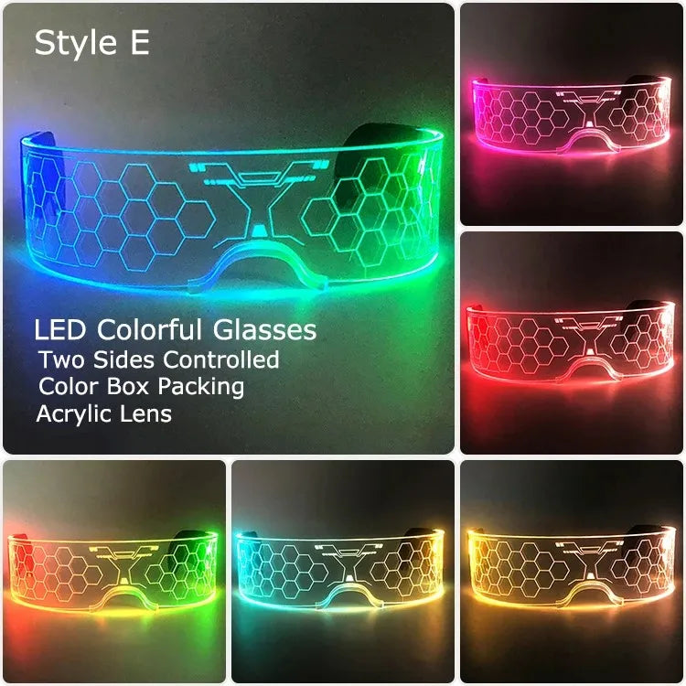 Christmas party glasses LED Light up cyberpunk Glasses glowing cool Goggles for man women Futuristic cosplay bar party props