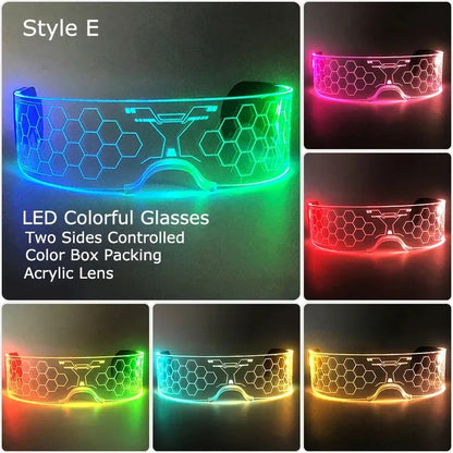 Christmas party glasses LED Light up cyberpunk Glasses glowing cool Goggles for man women Futuristic cosplay bar party props